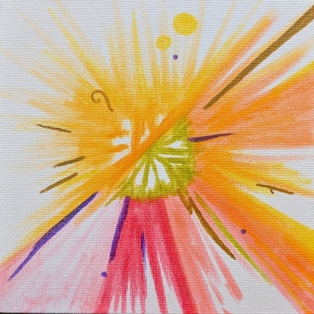 "Limelight": Artisan Handmade 6" Abstract Burst Canvas Art